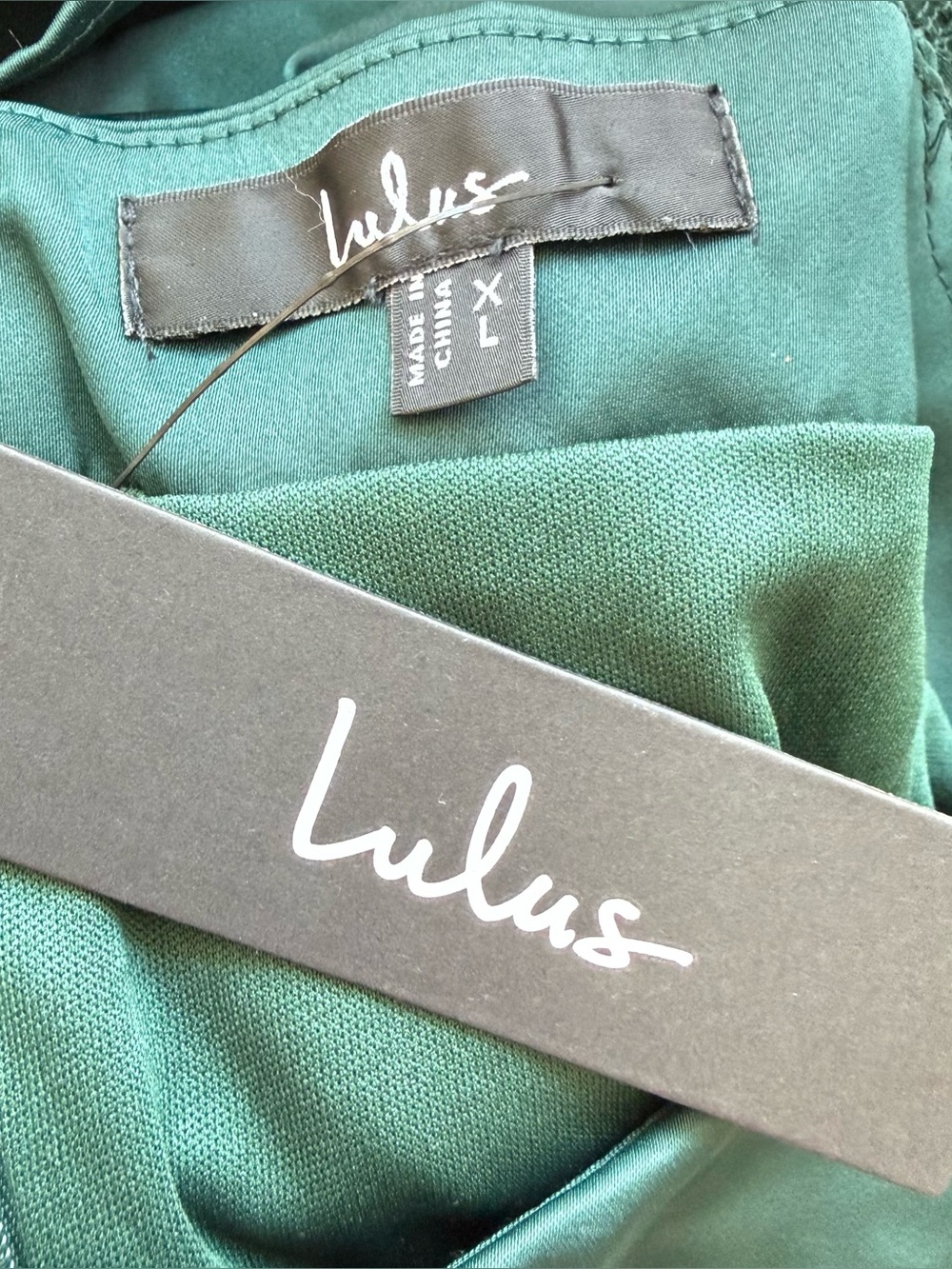 NWT Lulus Eternal Heart Emerald Green Satin Long Sleeve Maxi Dress Size XL - Picture 8 of 8